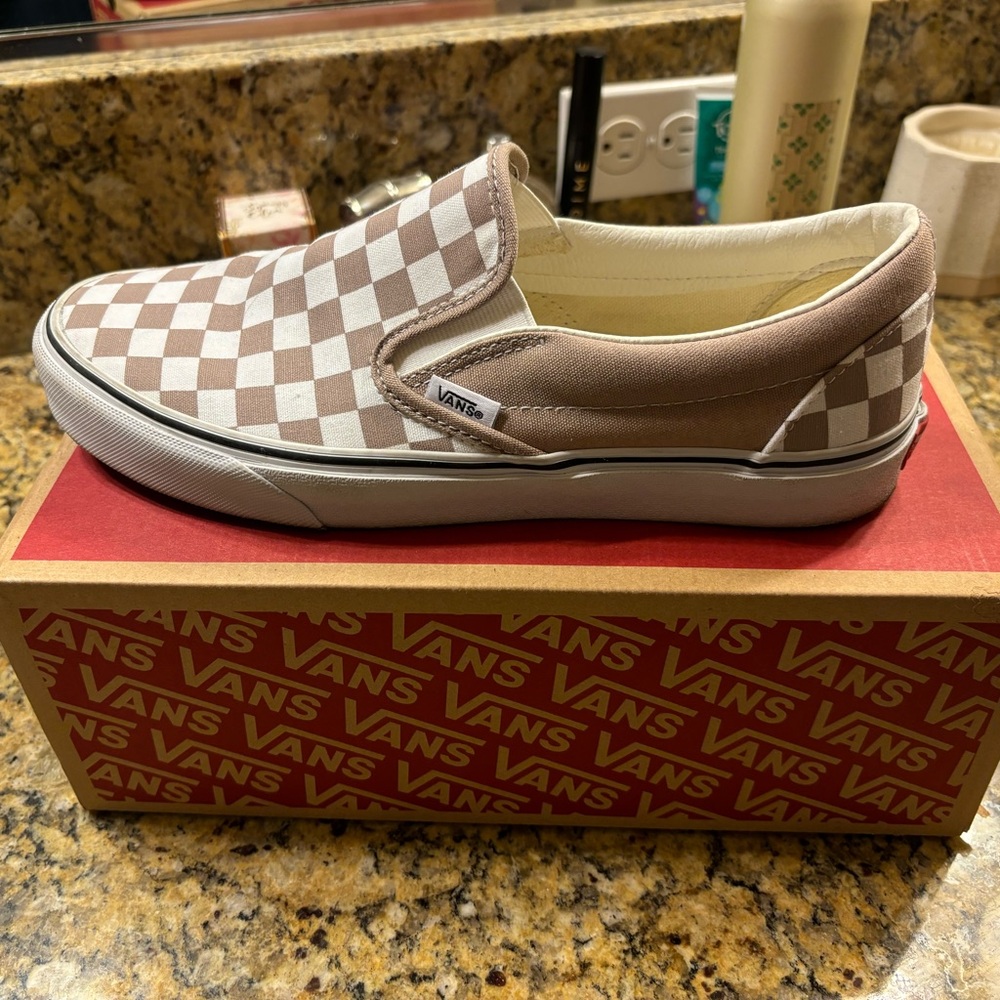 Beige checkered vans